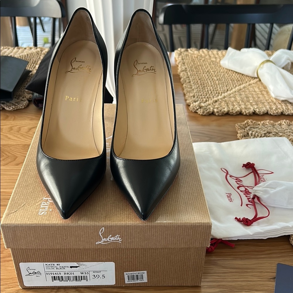 Christian Louboutin Kate 85 Black Napa Leather Pumps
